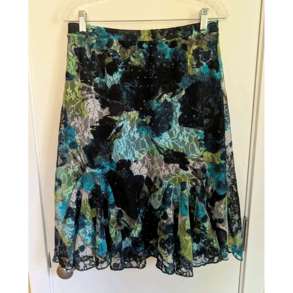 Christopher & Banks Y2K Sheer Lace Peplum Skirt Small Festival Fairy Grunge Arts